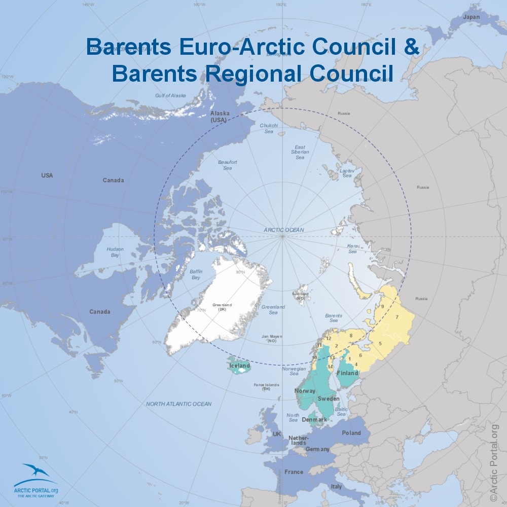 Barents Euro-Arctic  Council (BEAC) map