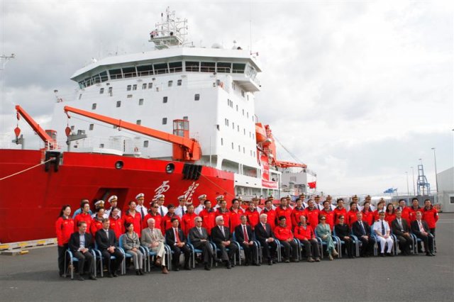 Group photo. Some of the crew with the president and his wife.